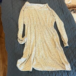 Chic Cream and Black Patterned Long Sleeve Dress
